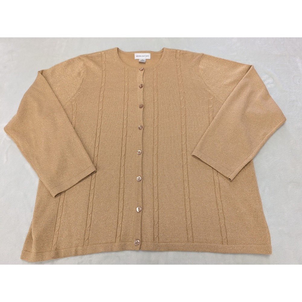 Moonlight Bay Women's 2X Sweater Gold Button-Down Front Holiday Christmas Party